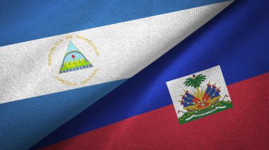 Nikaragua ve Haiti iki bayraklar tekstil kumaş, kumaş doku