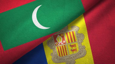 Maldivler ve Andorra iki bayraklar tekstil kumaş, kumaş doku 