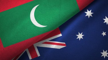 Maldivler ve Avustralya iki bayraklar tekstil kumaş, kumaş doku 