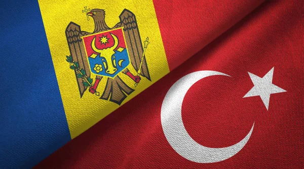 Moldavia y Turquía dos banderas tela textil, textura de la tela — Foto de Stock