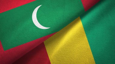 Maldivler ve Gine iki bayraklar tekstil kumaş, kumaş doku