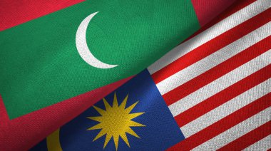 Maldivler ve Malezya iki bayraklar tekstil kumaş, kumaş doku