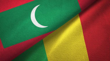 Maldivler ve Mali iki bayraklar tekstil kumaş, kumaş doku