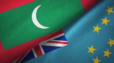 Maldivler ve Tuvalu iki bayraklar tekstil kumaş, kumaş doku