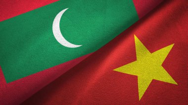 Maldivler ve Vietnam iki bayraklar tekstil kumaş, kumaş doku