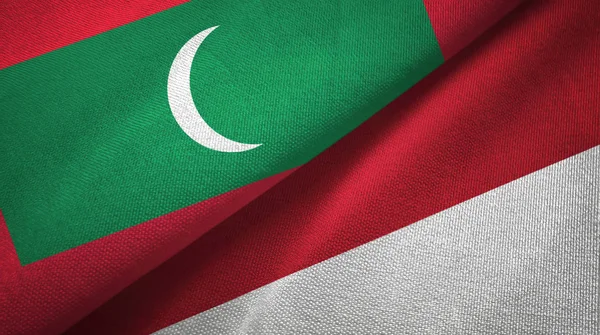 Maldives and Indonesia two flags textile cloth, fabric texture