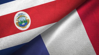 Kosta Rika ve Fransa iki bayraklar tekstil kumaş, kumaş doku