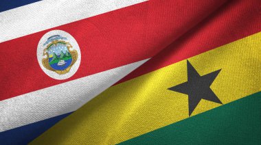 Kosta Rika ve Gana iki bayraktekstil kumaş, kumaş doku