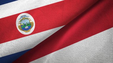 Kosta Rika ve Endonezya iki bayraklar tekstil kumaş, kumaş doku