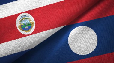 Kosta Rika ve Laos iki bayrak tekstil bez.