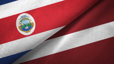 Kosta Rika ve Letonya iki bayrak tekstil kumaş, kumaş doku