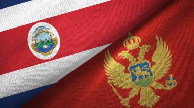 Kosta Rika ve Karadağ iki bayrak tekstil kumaş, kumaş doku