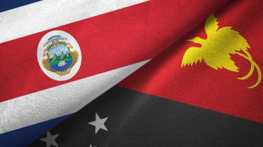 Kosta Rika ve Papua Yeni Gine iki bayraklar tekstil kumaş, kumaş doku