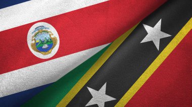 Kosta Rika ve Saint Kitts ve Nevis iki bayraklar tekstil kumaş, kumaş doku