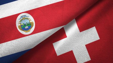 Kosta Rika ve İsviçre iki bayraklar tekstil kumaş, kumaş doku