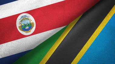 Kosta Rika ve Tanzanya iki bayraklar tekstil kumaş, kumaş doku