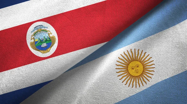 Κόστα Ρίκα και την Αργεντινή δύο σημαίες ύφασμα υφασμάτων, υφή υφάσματος — Φωτογραφία Αρχείου