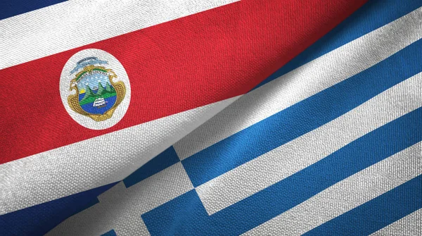Costa Rica and Greece two flags textile cloth, fabric texture — Stock Photo, Image