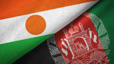 Nijer ve Afganistan iki bayrak tekstil kumaş, kumaş doku 