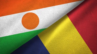 Nijer ve Çad iki bayrak tekstil kumaş, kumaş doku 