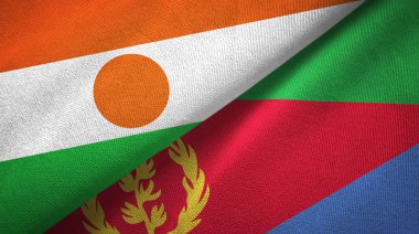 Nijer ve Eritre iki bayrak tekstil kumaş, kumaş doku