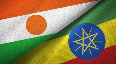 Nijer ve Etiyopya iki bayrak tekstil kumaş, kumaş doku