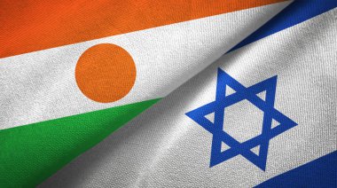 Nijer ve İsrail iki bayrak tekstil kumaş, kumaş doku