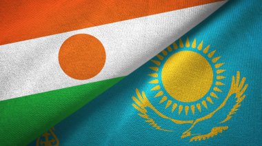 Nijer ve Kazakistan iki bayrak tekstil kumaş, kumaş doku