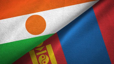 Nijer ve Moğolistan iki bayraktekstil kumaş, kumaş doku