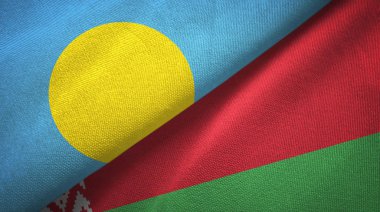 Palau ve Beyaz Rusya iki bayraklar tekstil kumaş, kumaş doku 