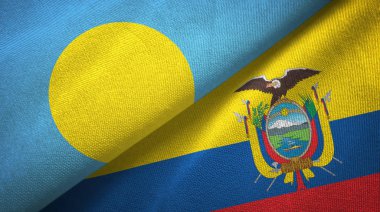 Palau ve Ekvador iki bayraklar tekstil kumaş, kumaş doku