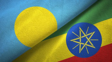 Palau ve Etiyopya iki bayraklar tekstil kumaş, kumaş doku
