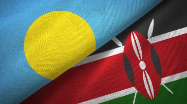 Palau ve Kenya iki bayrak tekstil kumaş, kumaş doku