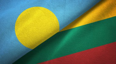 Palau ve Litvanya iki bayraklar tekstil kumaş, kumaş doku