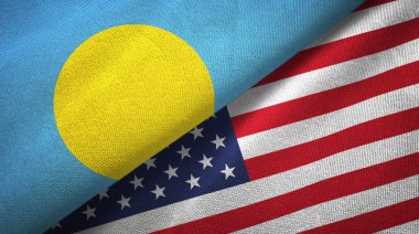 Palau ve Amerika Birleşik Devletleri iki bayraklar tekstil kumaş, kumaş doku