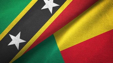 Saint Kitts ve Nevis ve Benin iki bayraklar tekstil kumaş, kumaş doku 