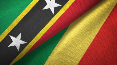 Saint Kitts ve Nevis ve Kongo iki bayraklar tekstil kumaş, kumaş doku 