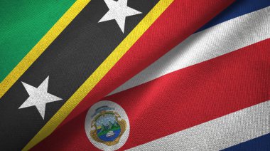 Saint Kitts ve Nevis ve Kosta Rika iki bayraklar tekstil kumaş, kumaş doku