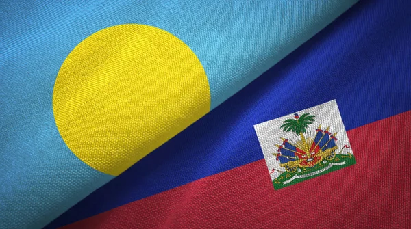 Palau ve Haiti iki bayraklar tekstil kumaş, kumaş doku
