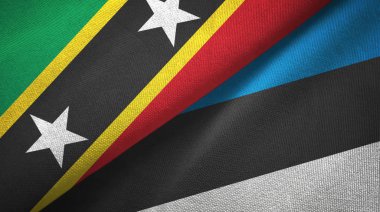 Saint Kitts ve Nevis ve Estonya iki bayraklar tekstil kumaş, kumaş doku