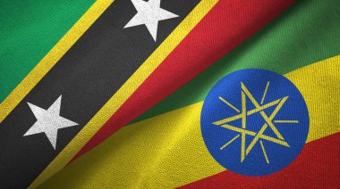 Saint Kitts ve Nevis ve Etiyopya iki bayraklar tekstil kumaş, kumaş doku