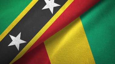 Saint Kitts ve Nevis ve Gine iki bayraklar tekstil kumaş, kumaş doku