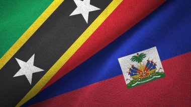 Saint Kitts ve Nevis ve Haiti iki bayraklar tekstil kumaş, kumaş doku