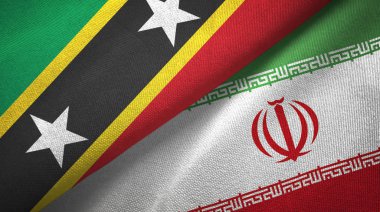 Saint Kitts ve Nevis ve İran iki bayraklar tekstil kumaş, kumaş doku