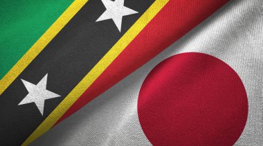 Saint Kitts ve Nevis ve Japonya iki bayraklar tekstil kumaş, kumaş doku
