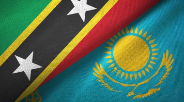 Saint Kitts ve Nevis ve Kazakistan iki bayraklar tekstil kumaş, kumaş doku