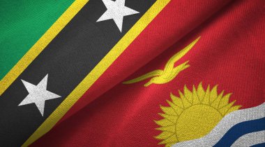 Saint Kitts ve Nevis ve Kiribati iki bayraktekstil kumaş, kumaş doku