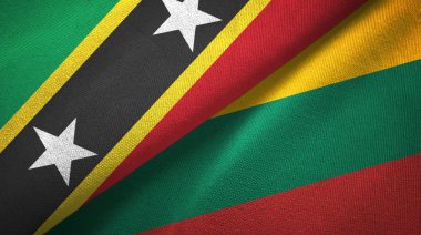 Saint Kitts ve Nevis ve Litvanya iki bayraklar tekstil kumaş, kumaş doku