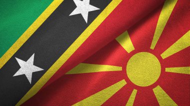 Saint Kitts ve Nevis ve Kuzey Makedonya iki bayrak tekstil bezi