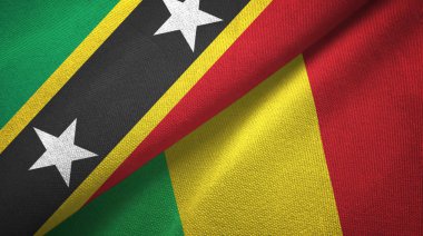 Saint Kitts ve Nevis ve Mali iki bayraklar tekstil kumaş, kumaş doku